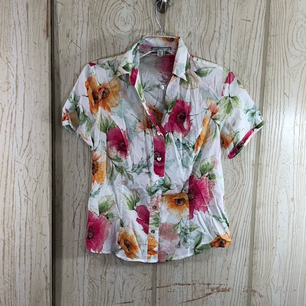 Caribbean Joe Button Down Blouse Size Small S05